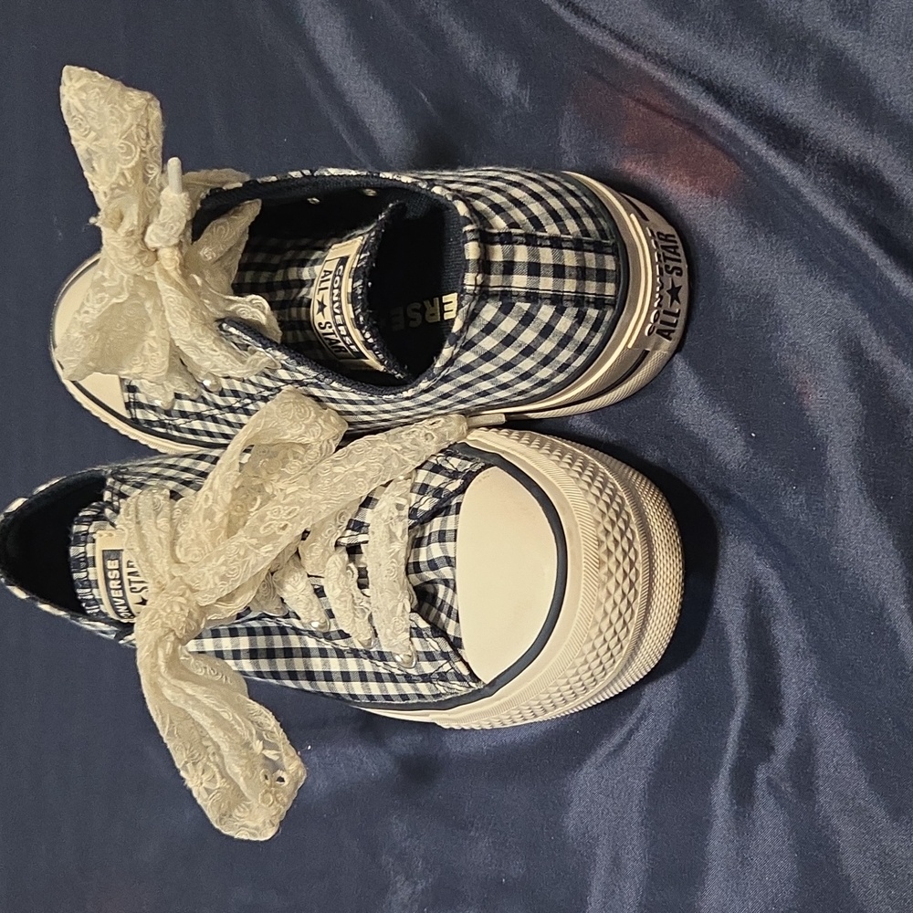 Converse Women's Navy Gingham Sneakers - Picture 5 of 12